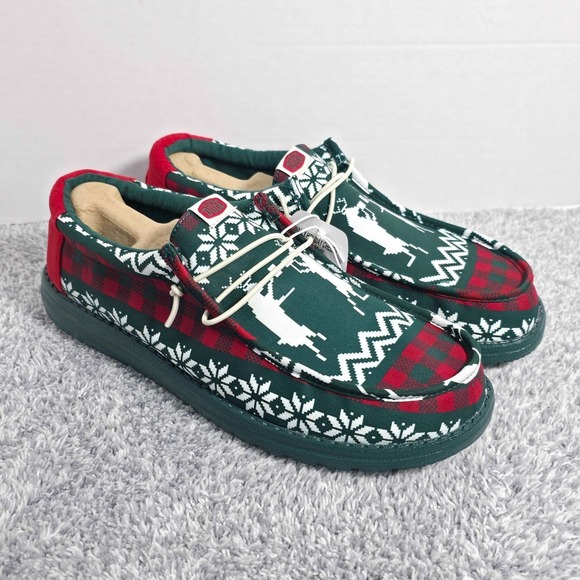 Hey Dude Wally Green Holiday Cheers Christmas Slip On Shoes Mens Size 12 Loafers main image 2